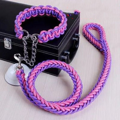 Durable Nylon Braided Dog Collar and Leash Set