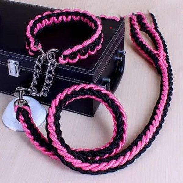 Durable Nylon Braided Dog Collar and Leash Set