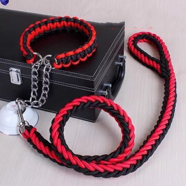 Durable Nylon Braided Dog Collar and Leash Set