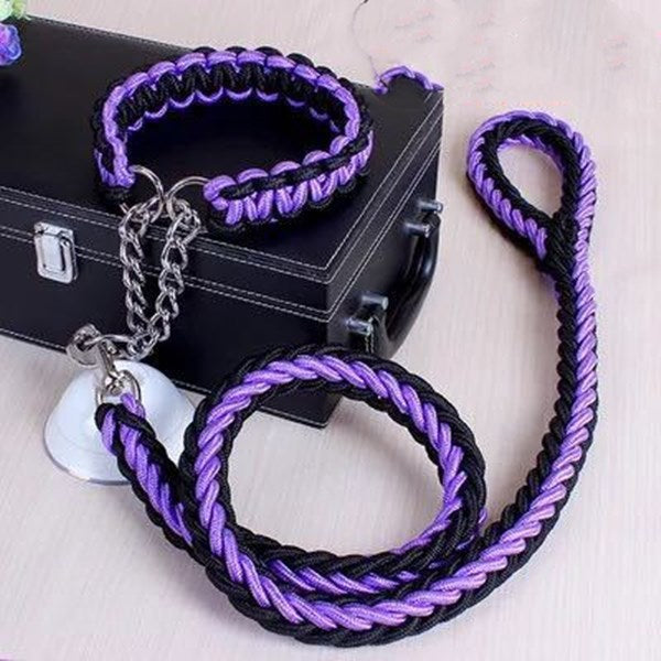 Durable Nylon Braided Dog Collar and Leash Set