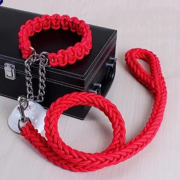 Durable Nylon Braided Dog Collar and Leash Set